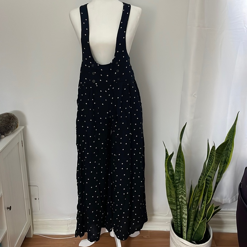 Free People Polka dot jumper with cross button straps
